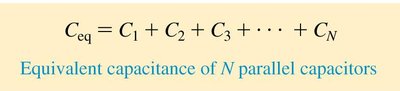 Equivalent capacitance of N parallel capacitors