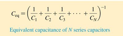 Equivalent capacitance of N series capacitors