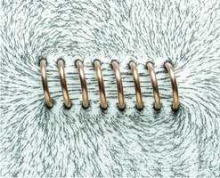 Magnetic field lines inside and outside a solenoid.