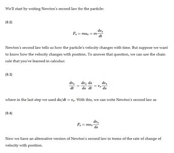 Newton's second law and calculus forms