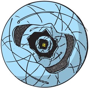 Planetary model of the atom with electron shells.