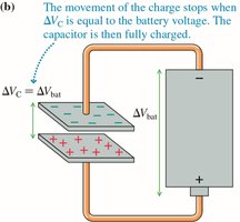 Charging a capacitor: battery acts as a charge pump