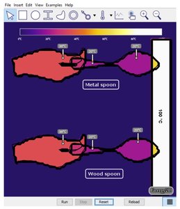 Simulation of heat transfer in metal and wood spoons