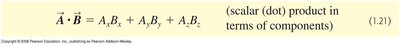 Dot product in terms of components