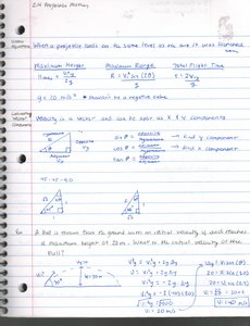 Projectile motion summary and example