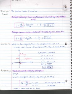 Velocity and speed formulas and example with vector diagram