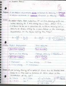 Acceleration definition and example calculations