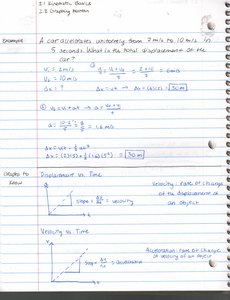 Displacement vs. time and velocity vs. time graphs