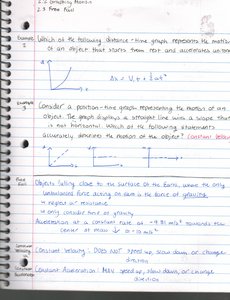 Free fall equations and example graph
