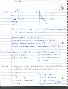 Free fall example calculations and graphs