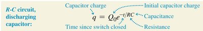 Equation for charge during capacitor discharge