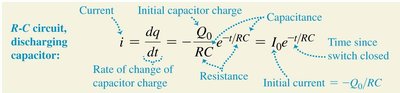 Equation for current during capacitor discharge