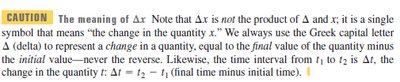 Caution about delta notation
