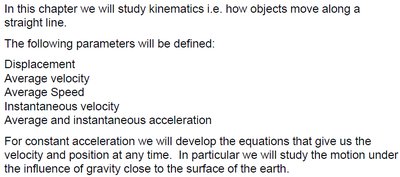 Kinematics chapter introduction
