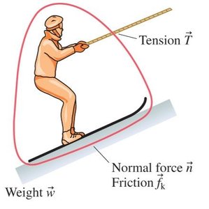 Free-body diagram of a skier