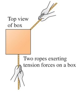 Two ropes exerting tension forces on a box