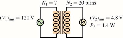 Example transformer circuit with labeled values