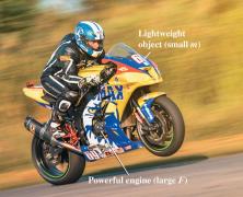 Motorcycle illustrating force and mass