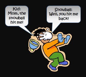 Snowball action-reaction cartoon