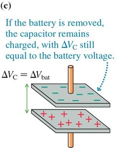 Capacitor remains charged after battery is removed
