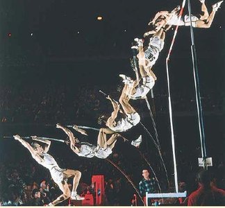 Pole vaulting sequence showing energy conversion
