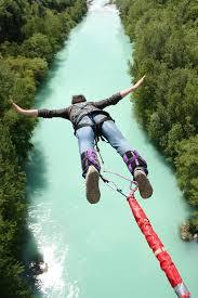 Bungee jumping showing gravitational and elastic potential energy