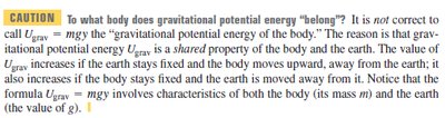 Caution about gravitational potential energy belonging to the system