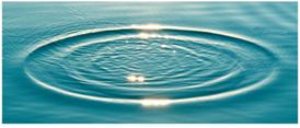 Circular wave ripples on water