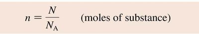 Formula for moles of substance