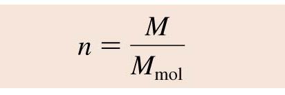 Formula for moles from mass and molar mass