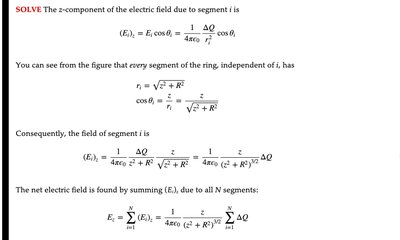 Ring of charge field calculation steps