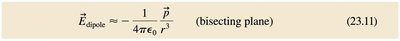 Dipole field equation in bisecting plane