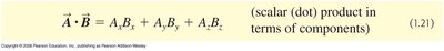 Dot product in terms of components