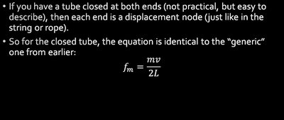 Closed tube standing wave