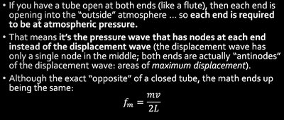 Open tube standing wave
