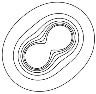 Equipotential lines with points A, B, C