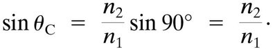 Equation for the critical angle in total internal reflection