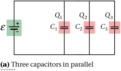 Three capacitors in parallel