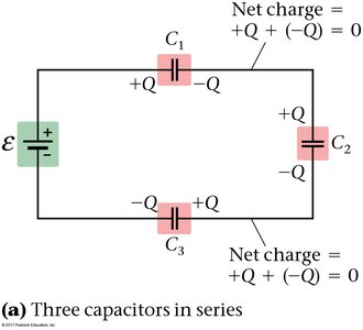 Three capacitors in series