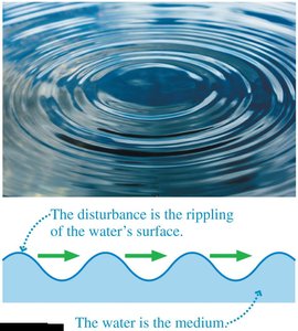 Water ripples as an example of a traveling wave and its medium