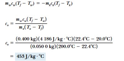 Example calculation of specific heat