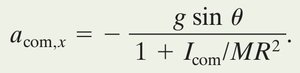 Equation for acceleration of the center of mass on an incline