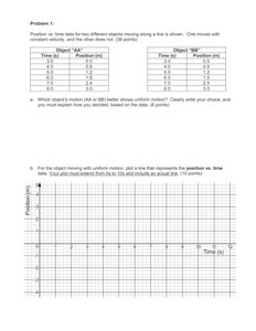 Position-time tables for two objects