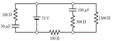 Complex circuit with capacitors and resistors