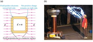 Faraday cage shielding interior from electric field