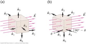 Cube in a uniform electric field with normals shown