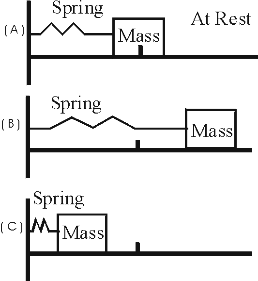 Mass-spring system showing force and displacement