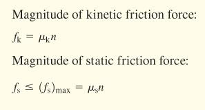 Friction force formulas