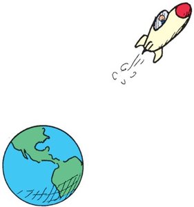 Rocket leaving Earth, illustrating gravity's pull
