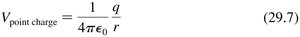 Equation for potential of a point charge